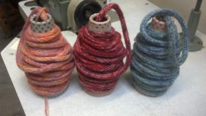Spools of hand knit wool